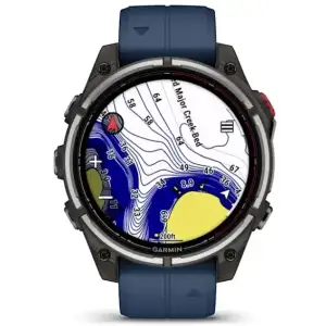 Смарт-годинник Garmin Quatix 8 Pro 47 mm AMOLED Marine GPS Titanium with Blue Silicone Band (010-03198-50)
