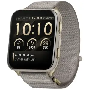 Цвет ремешка: Серый - Смарт-часы Garmin Venu X1 Soft Gold with Titanium Caseback and French Gray Nylon Band (010-02980-33) UA