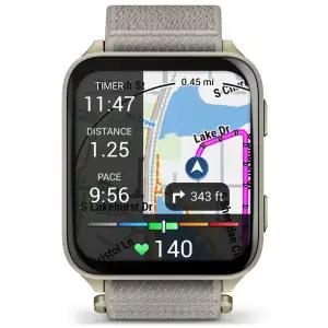 Смарт-часы Garmin Venu X1 Soft Gold with Titanium Caseback and French Gray Nylon Band (010-02980-33) UA