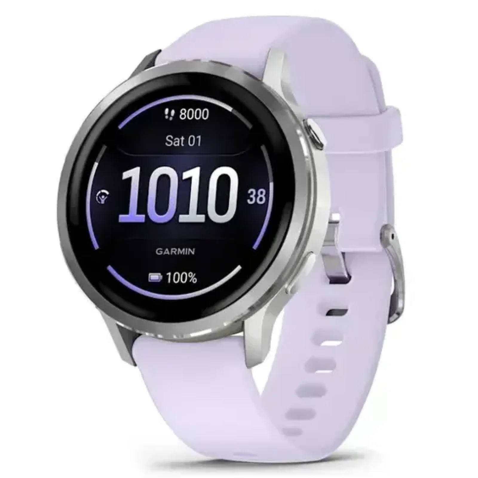Смарт-годинник Garmin Venu 4 41mm Silver with Periwinkle Silicone Band (010-03013-01)