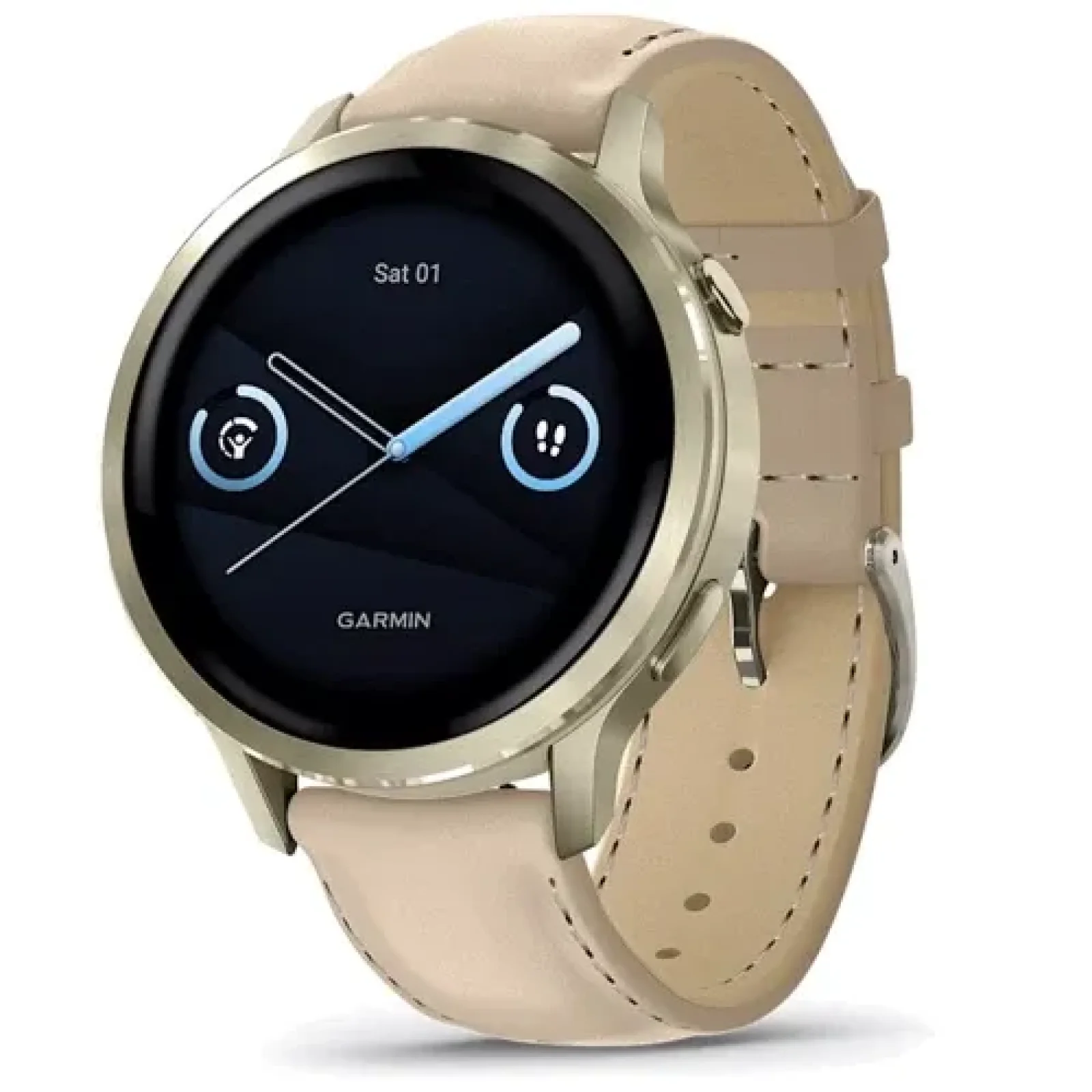 Смарт-годинник Garmin Venu 4 41mm Lunar Gold with Light Sand Leather Band (010-03013-03)