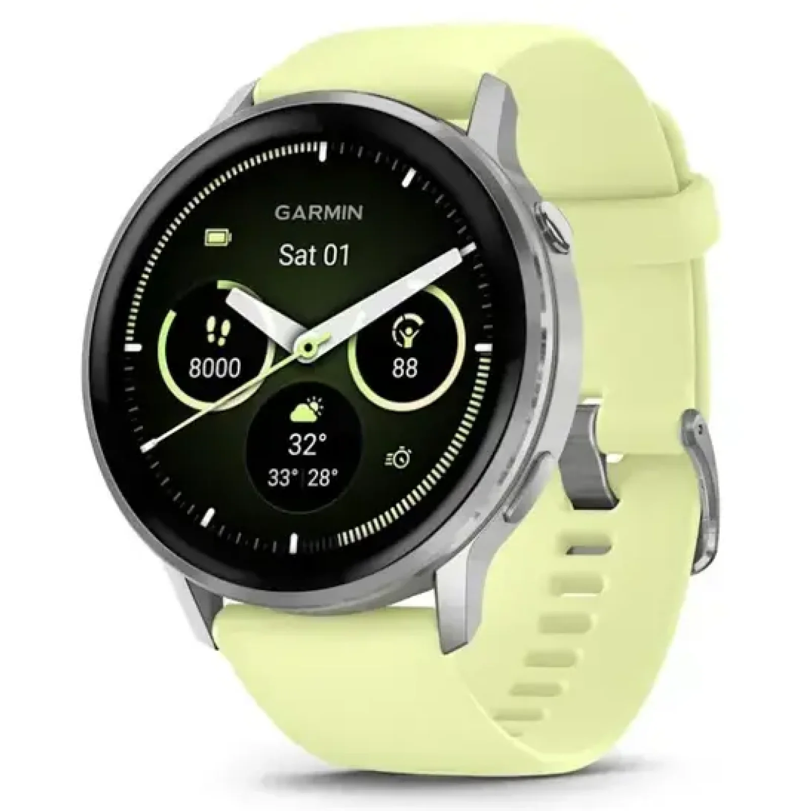 Смарт-годинник Garmin Venu 4 45mm Silver with Citron Silicone Band (010-03014-02)