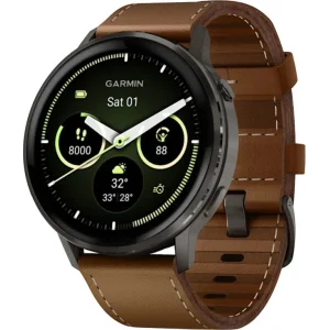 Смарт-годинник Garmin Venu 4 45mm Slate with Brown Leather Band (010-03014-03)