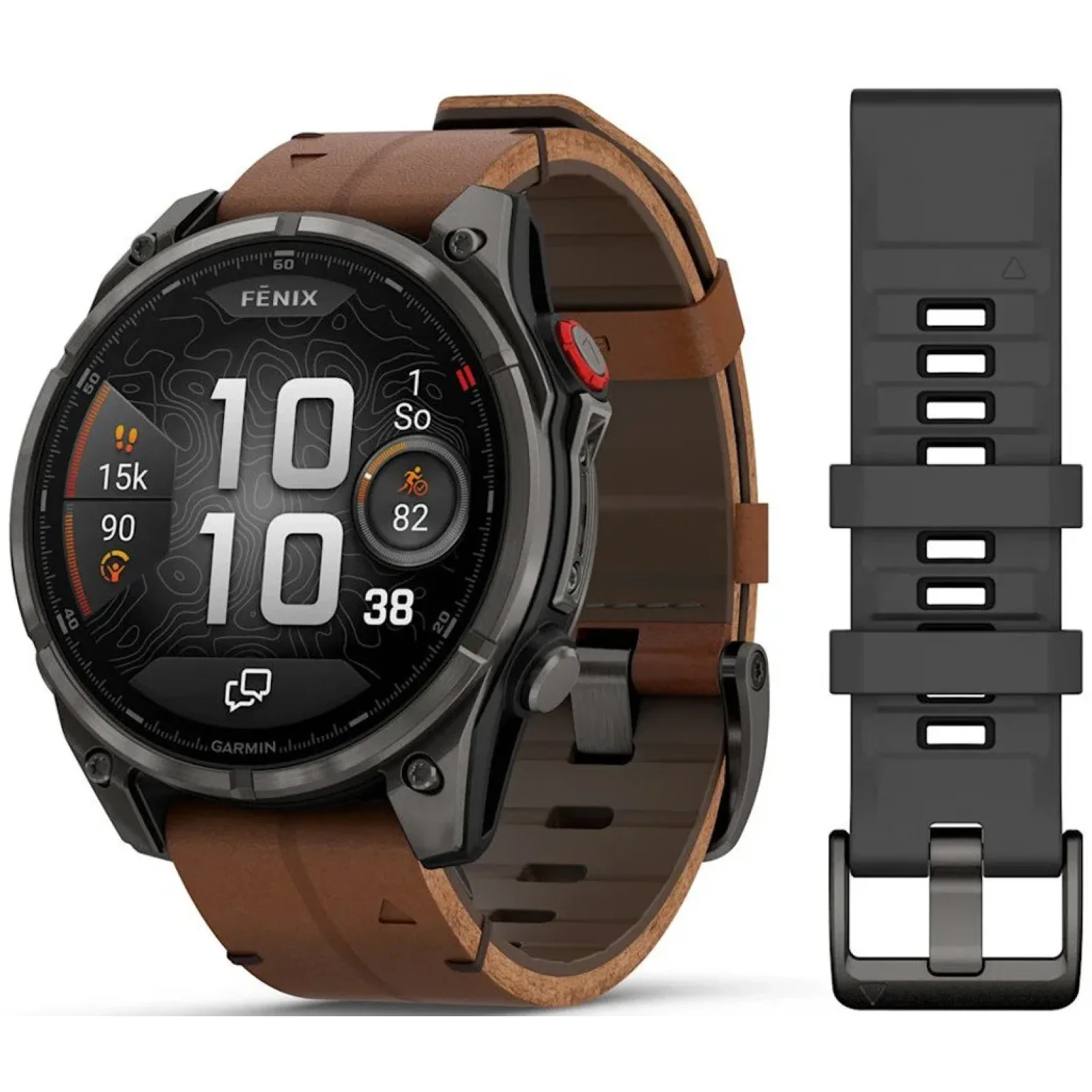 Смарт-часы Garmin Fenix 8 Pro 47 mm AMOLED Carbon Gray DLC Titanium with Chestnut Leather Band (010-03198-40)