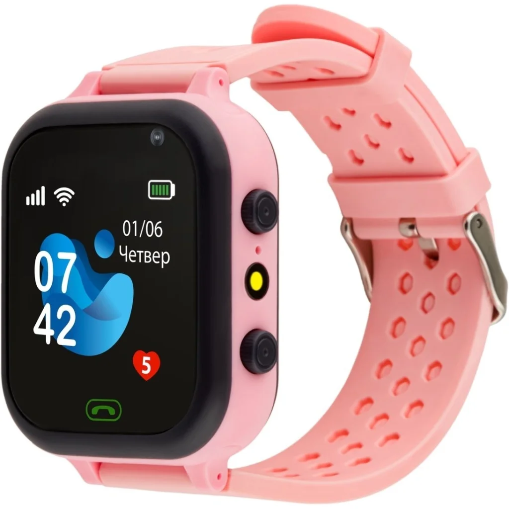 Дитячий смарт-годинник з GPS трекером AmiGo GO009 Camera+LED WIFI Pink UA