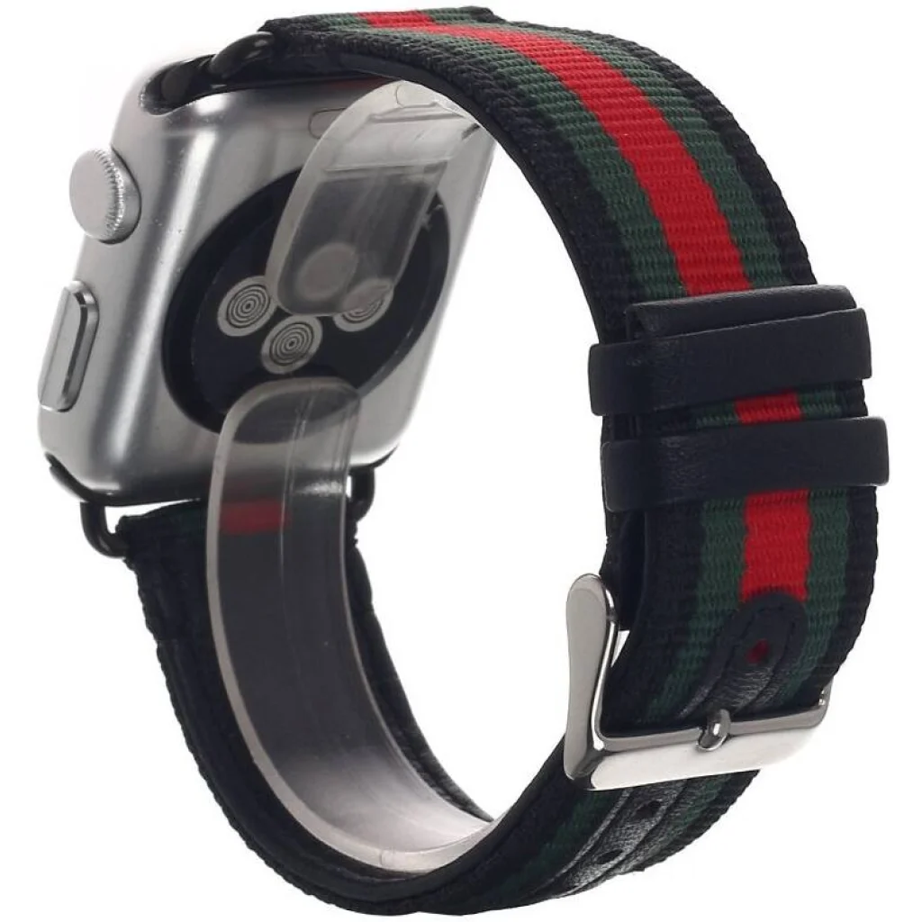 Браслет Pandawell Nylon with Genuine Leather Strap для Apple Watch 38mm/40mm Red/Green