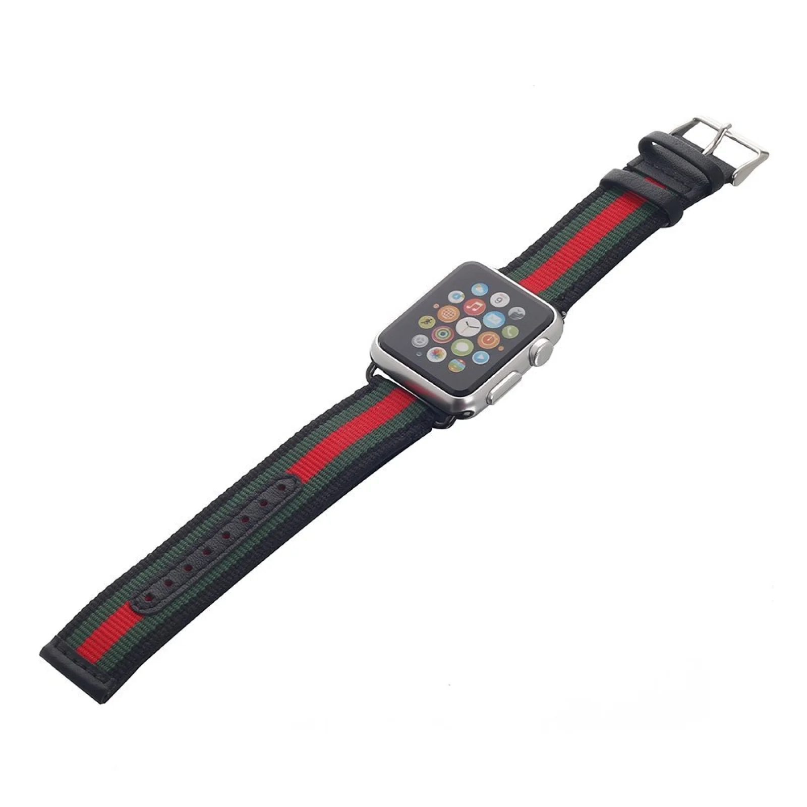 Браслет Pandawell Nylon with Genuine Leather Strap для Apple Watch 38mm/40mm Red/Green