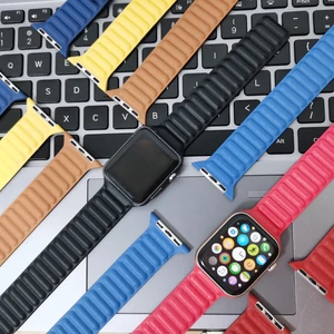 Ремешок Leather Link Blue S/M для Apple Watch 42mm, 44mm (HQCo)