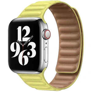 Цвет: Желтый - Ремешок Leather Link Yellow S/M для Apple Watch 42mm, 44mm (HQCo)
