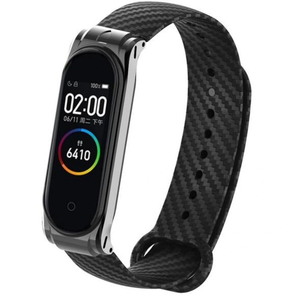Ремінець Carbon Fiber Strap Black для Mi Band 3, Mi Band 4