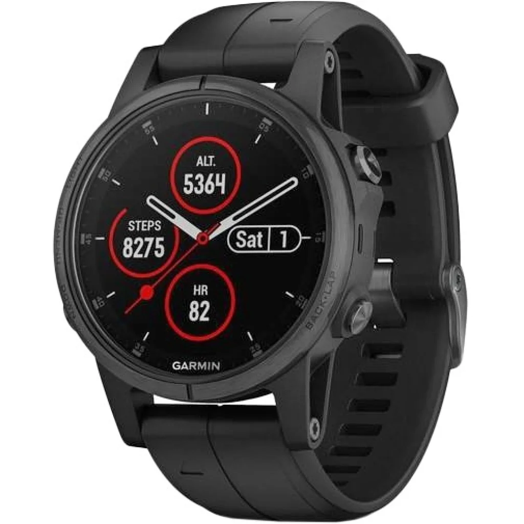 Смарт-часы GARMIN Fenix 5S Plus Sapphire Black with Black Band (010-01987-03/010-01987-02)