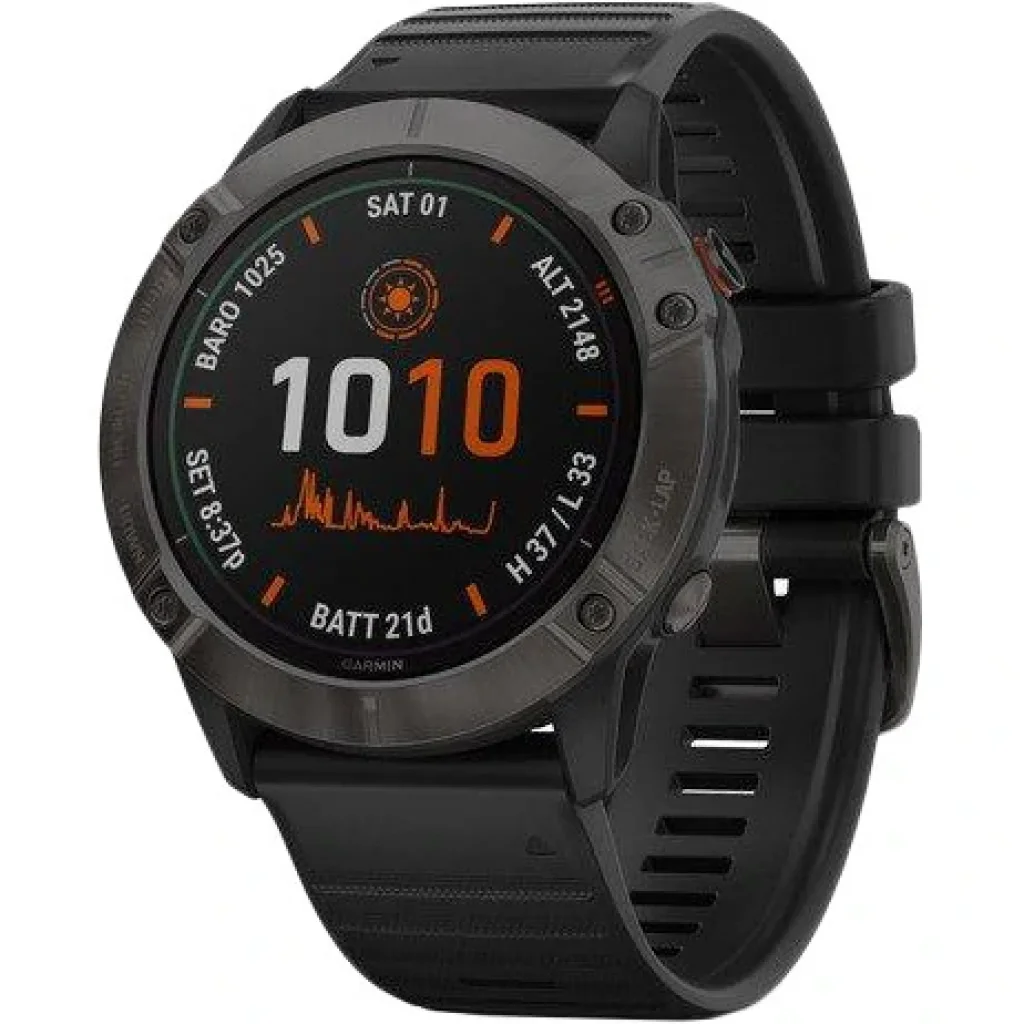 Смарт-часы GARMIN Fenix 6X Pro Solar Titanium Carbon Grey DLC with Black Band (010-02157-21)