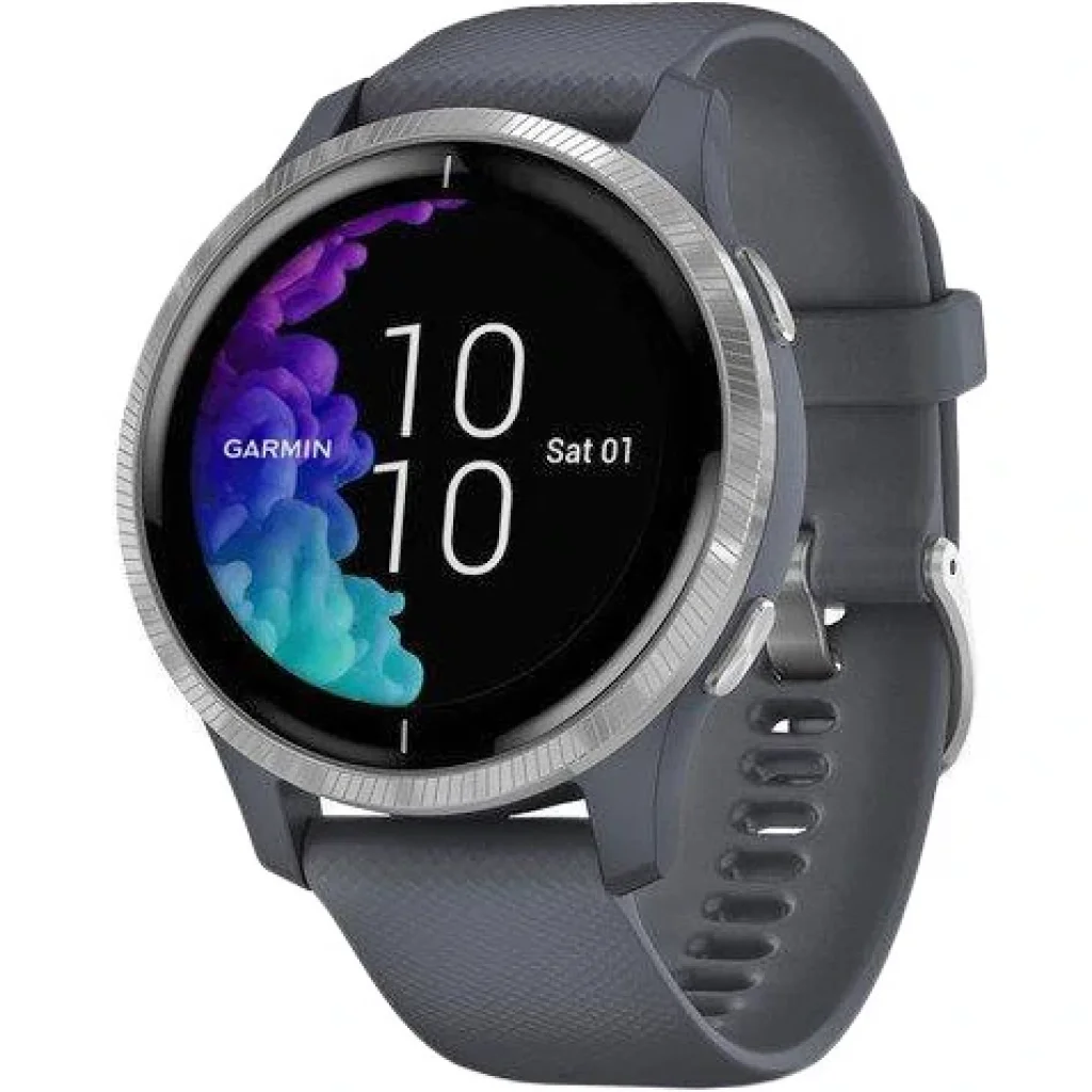 Смарт-годинник GARMIN Venu Silver Stainless Steel Bezel with Granite Blue Case and Silicone Band (010-02173-03)
