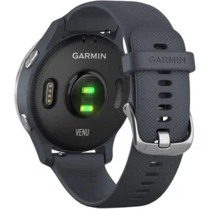 Смарт-годинник GARMIN Venu Silver Stainless Steel Bezel with Granite Blue Case and Silicone Band (010-02173-03)