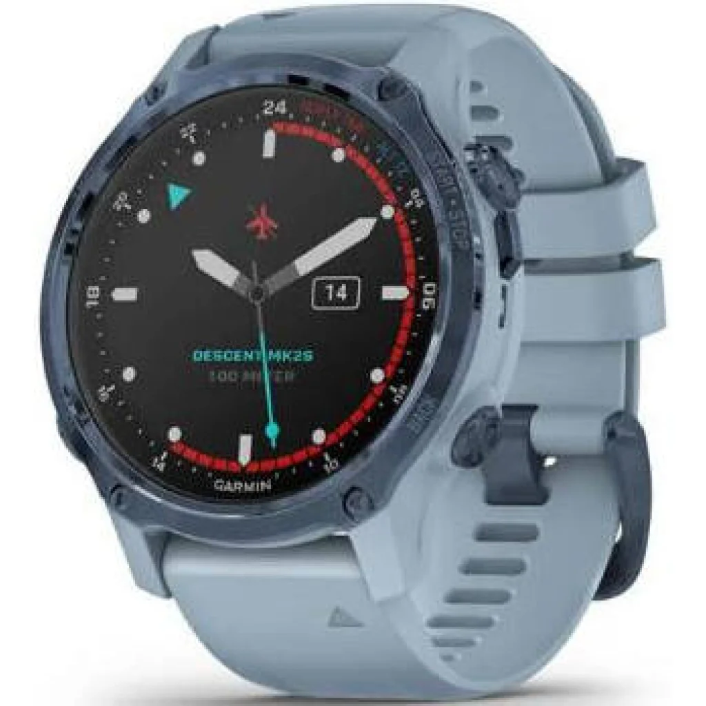 Смарт-часы GARMIN Descent Mk2S Mineral Blue with Sea Foam Silicone Band (010-02403-07)