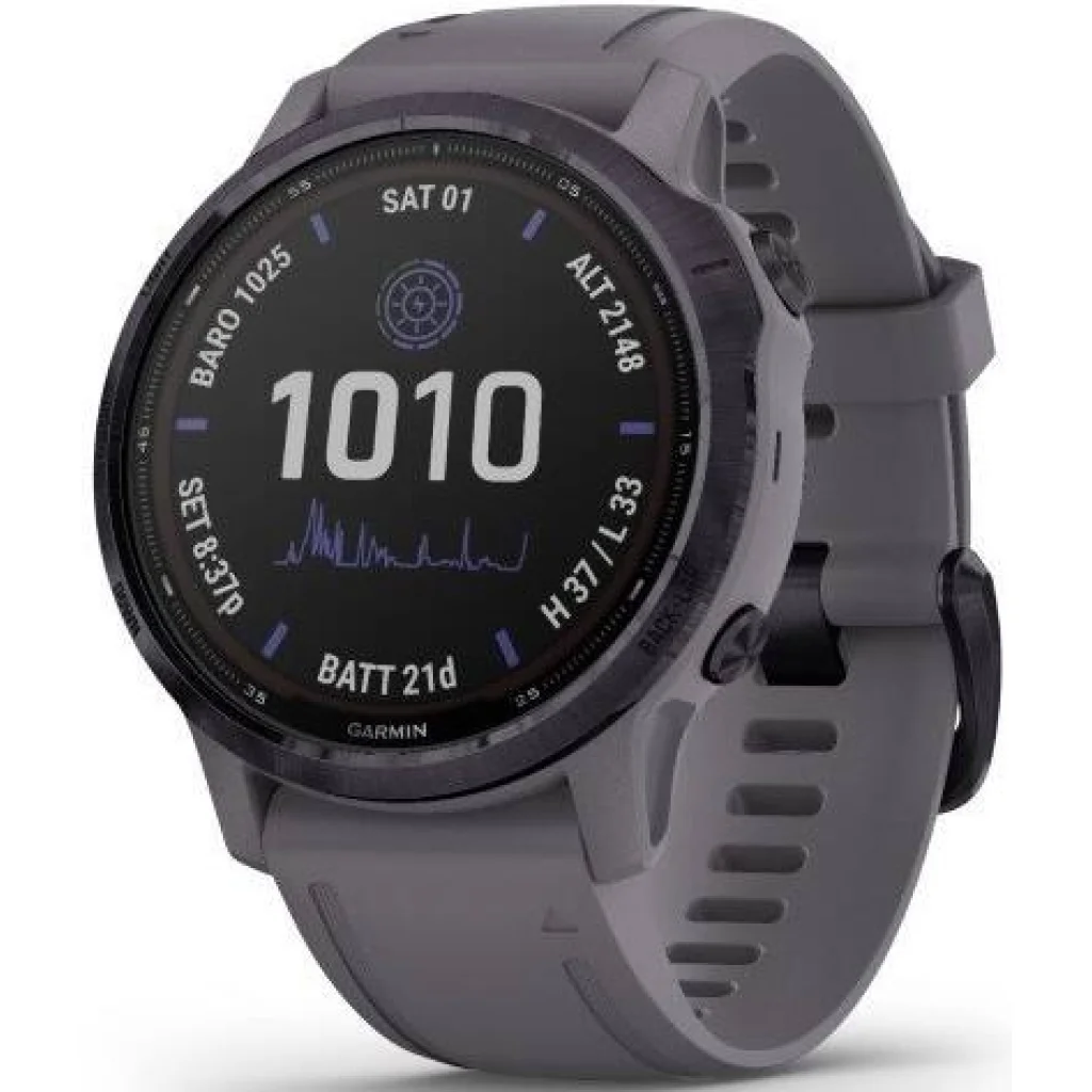 Смарт-годинник GARMIN Fenix 6S Pro Solar Edition Amethyst Steel with Shale Gray Band (010-02409-15)