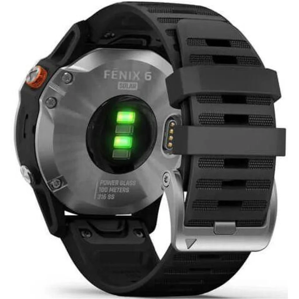 Смарт-годинник GARMIN Fenix 6 Solar Silver with Black Band (010-02410-00)