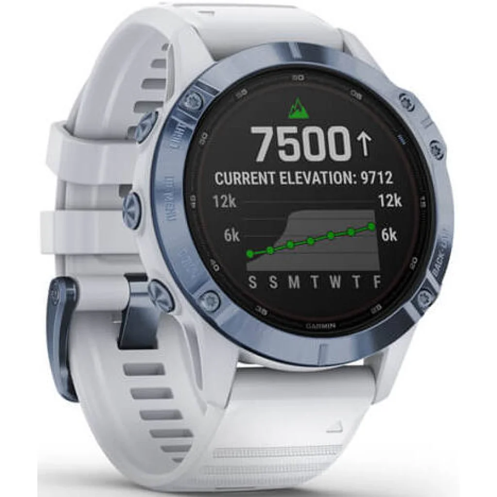 Смарт-часы GARMIN Fenix 6 Pro Solar Mineral Blue Titanium with Whitestone Band (010-02410-18)