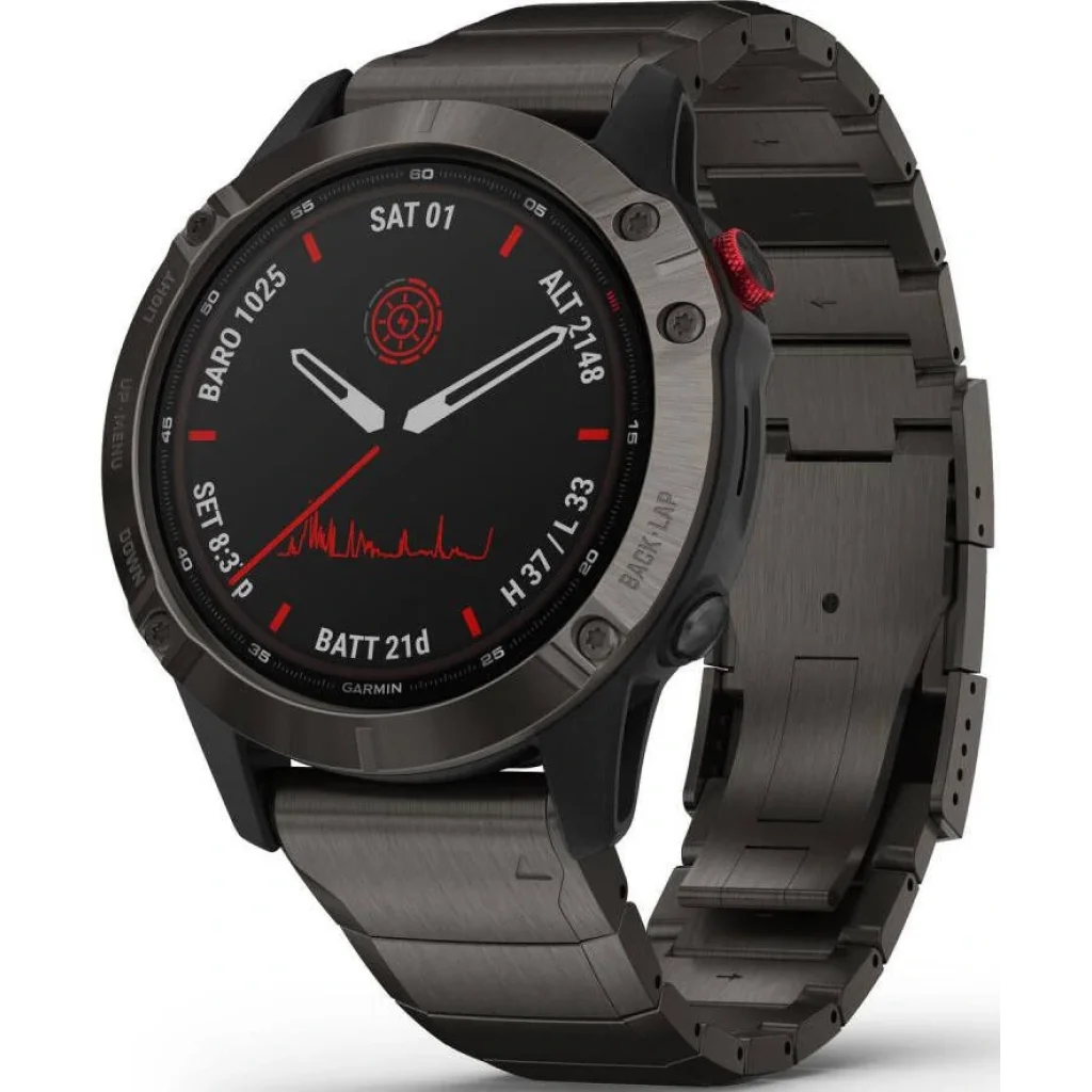 Смарт-часы GARMIN Fenix 6 Pro Solar Titanium Carbon Gray DLC with Titanium Band (010-02410-22) UA