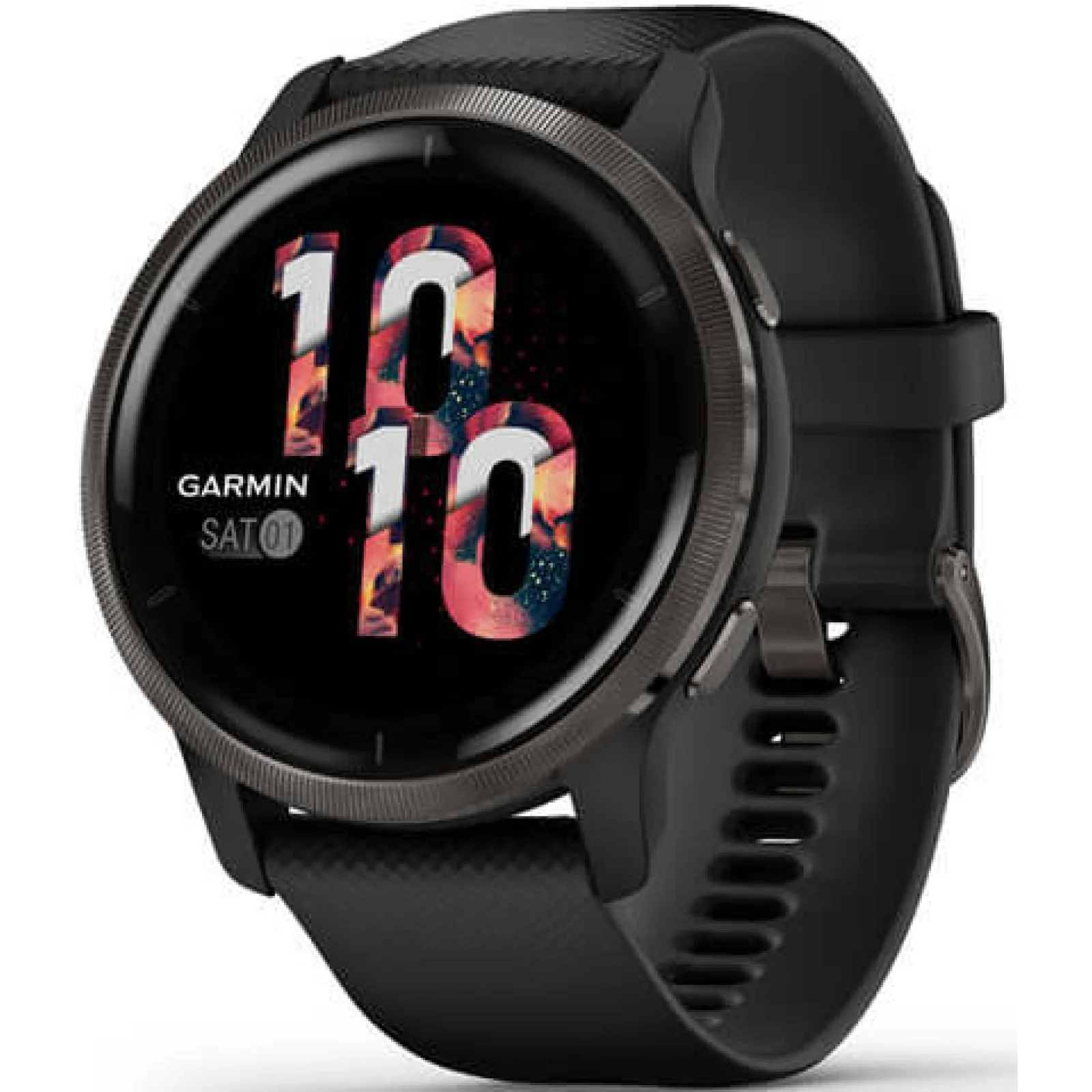 Смарт-годинник GARMIN Venu 2 Slate Stainless Steel Bezel with Black Case and Silicone Band (010-02430-01)