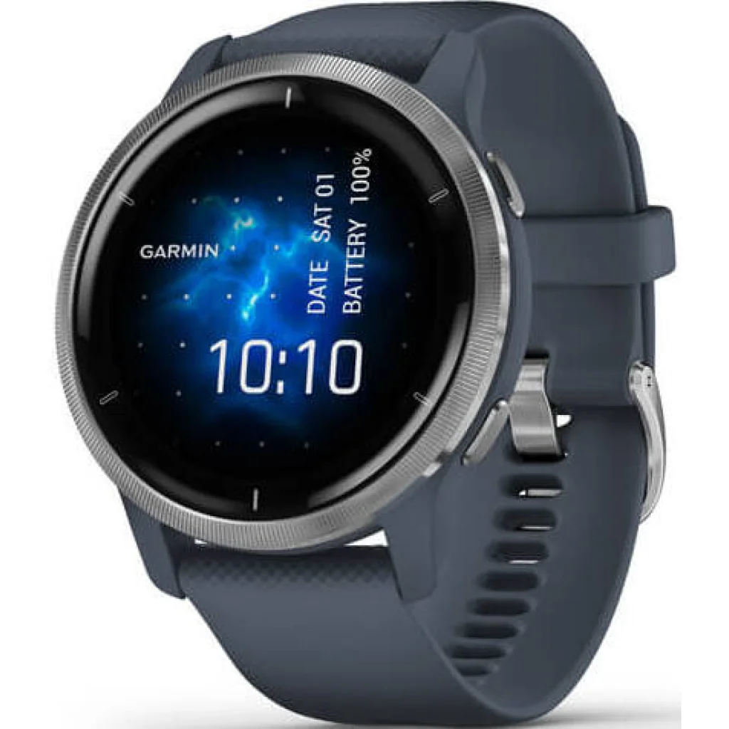 Смарт-годинник GARMIN Venu 2 Silver Bezel with Granite Blue Case and Silicone Band (010-02430-10)