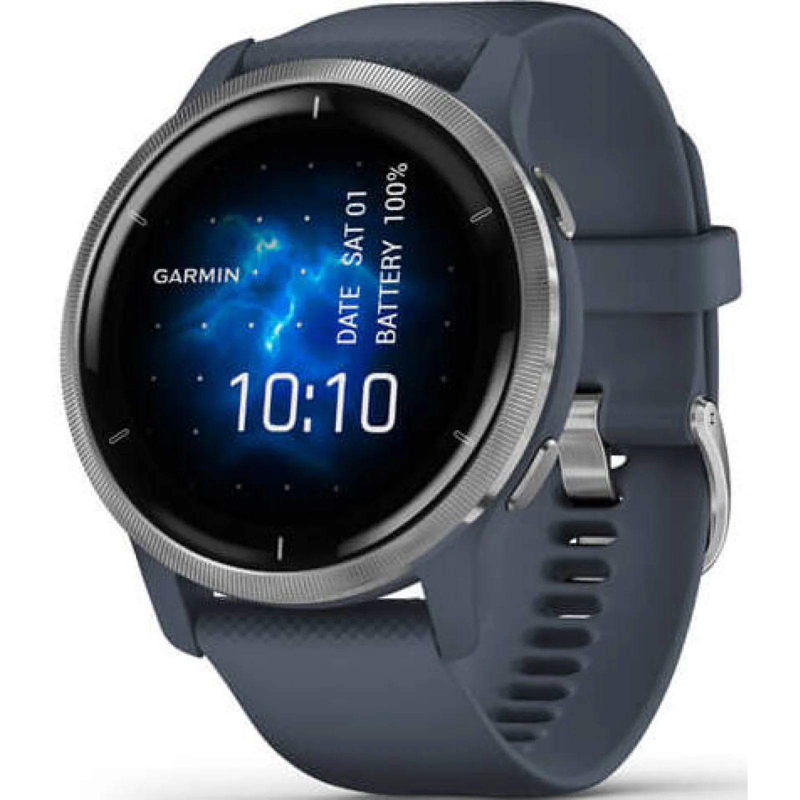 Смарт-годинник GARMIN Venu 2 Silver Bezel with Granite Blue Case and Silicone Band (010-02430-10)