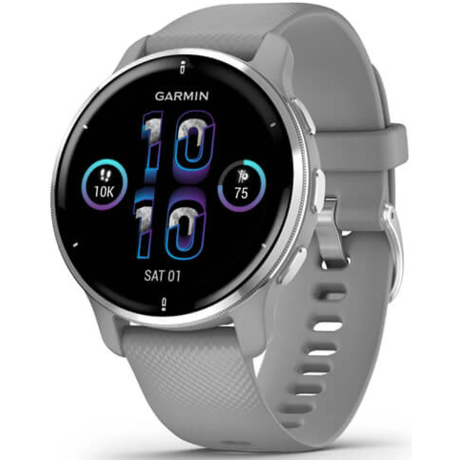 Смарт-годинник GARMIN Venu 2 Plus Silver Stainless Steel Bezel With Powder Grey Case and Silicone Band (010-02496-00/10)