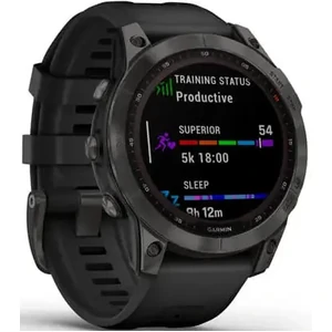 Смарт-годинник GARMIN Fenix 7 Sapphire Solar Carbon Gray DLC Titanium with Black Band (010-02540-20/21)