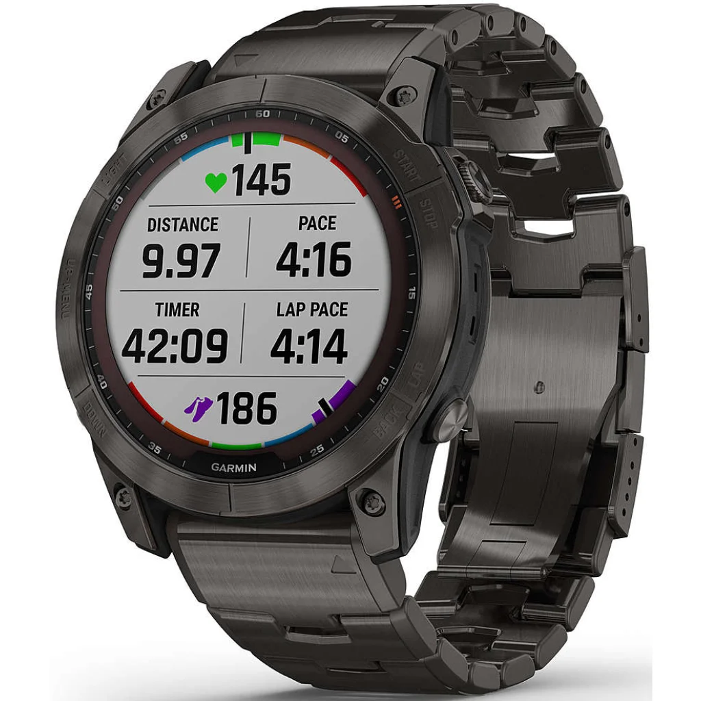 Смарт-часы GARMIN Fenix 7X Sapphire Solar Carbon Gray DLC Titanium with Carbon Gray DLC Vented Titanium Band (010-02541-27)
