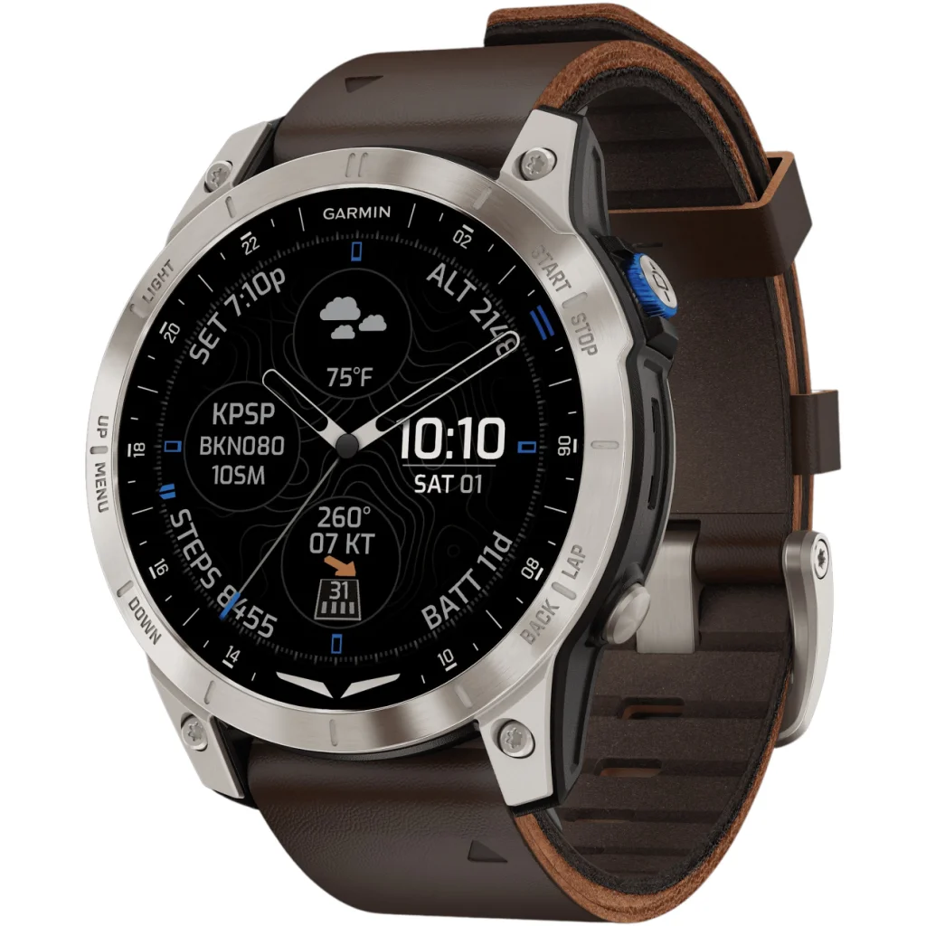 Смарт-годинник GARMIN D2 Mach 1 Aviator Smartwatch with Oxford Brown Leather Band (010-02582-54/55)