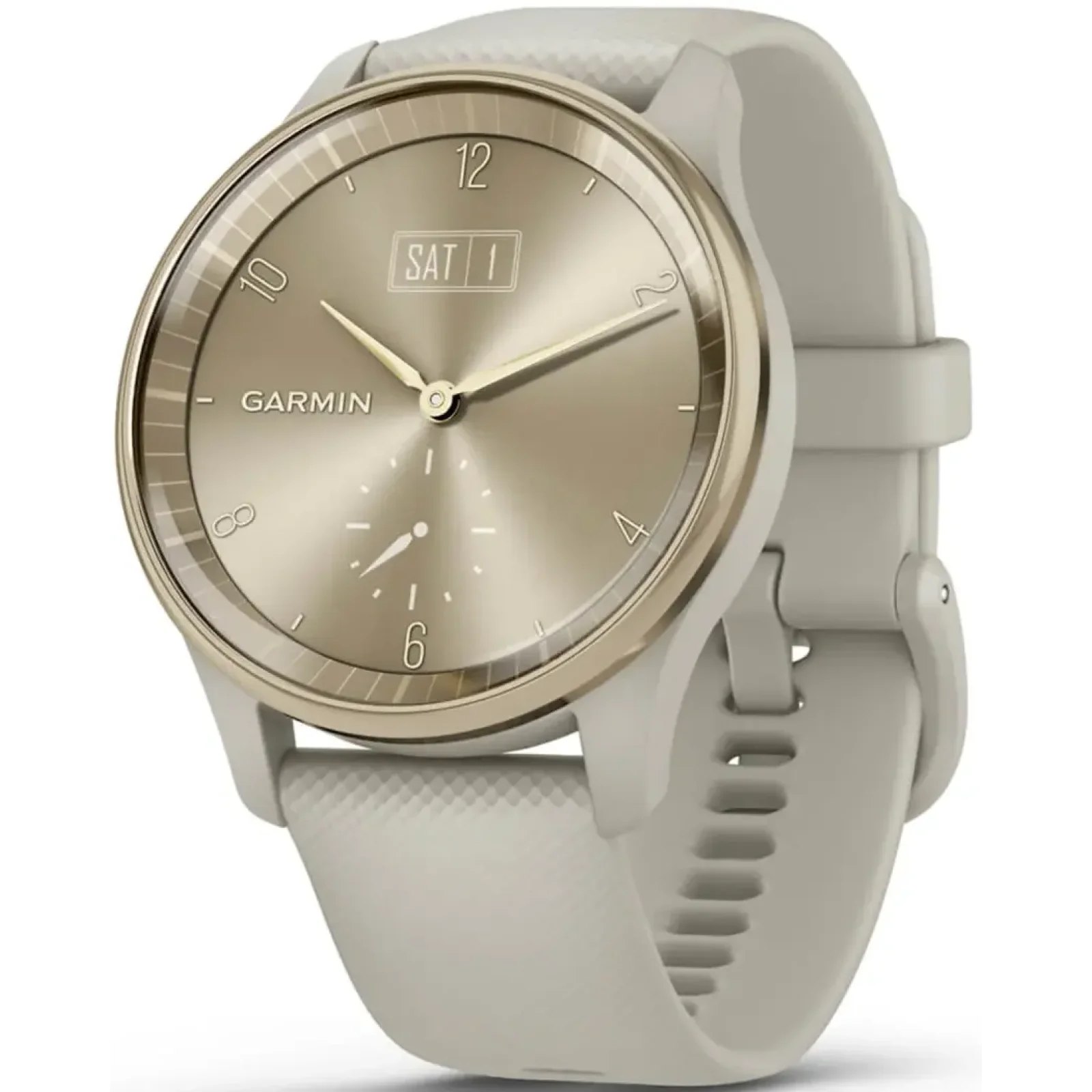 Смарт-годинник GARMIN Vivomove Trend Cream Gold Stainless Steel Bezel with French Grey Case and Silicone Band (010-02665-02)