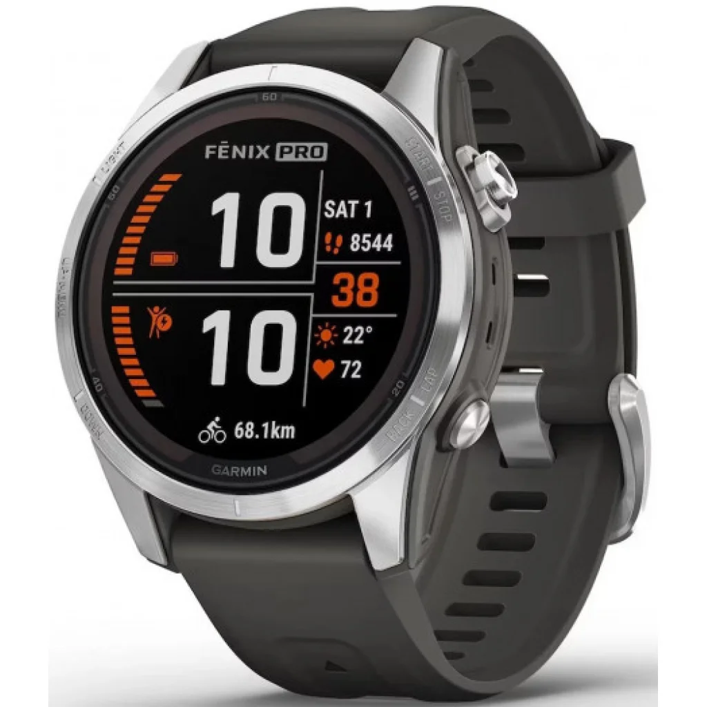 Смарт-годинник GARMIN Fenix 7S Pro Solar Silver with Graphite Band (010-02776-00/01)