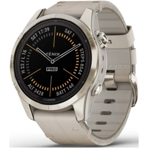 Смарт-годинник Garmin Fenix 7S Pro Sapphire Solar Soft Gold with Limestone Leather Band (010-02776-30)