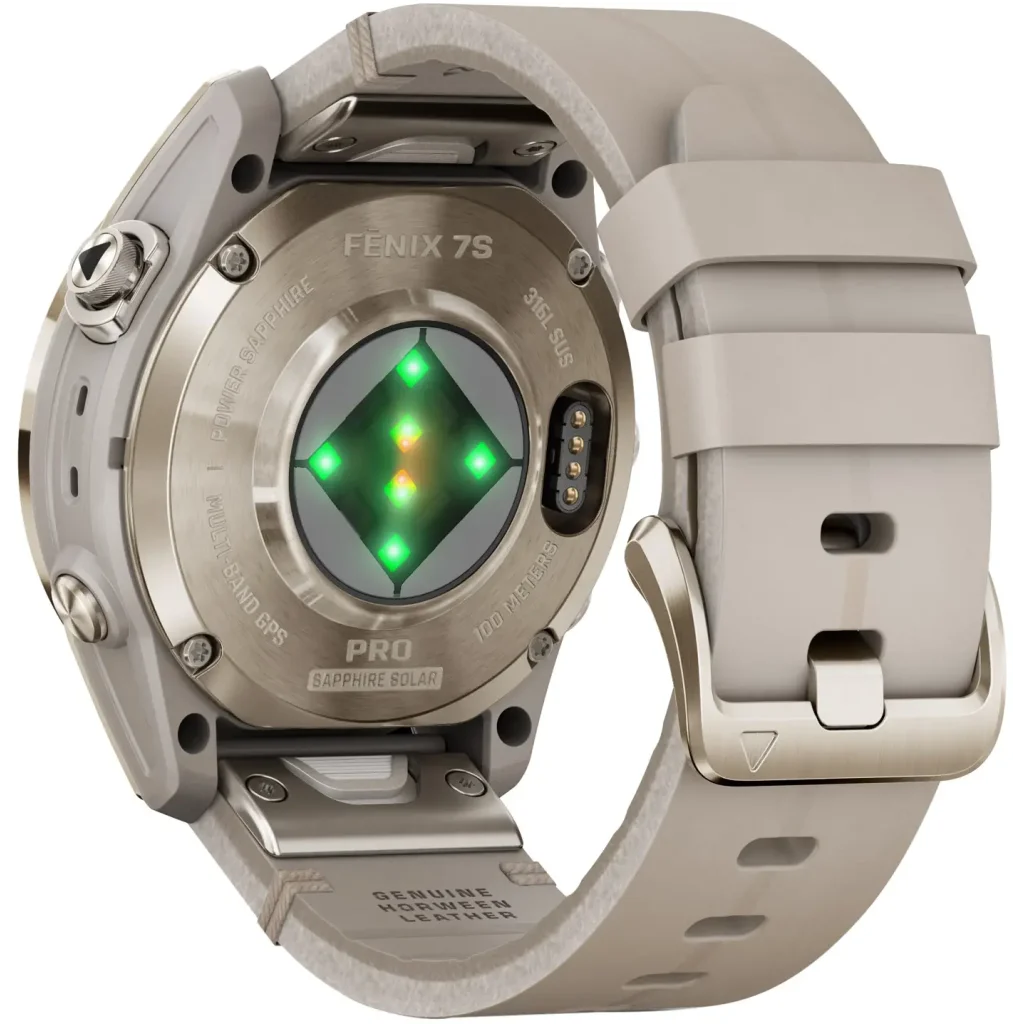 Смарт-годинник GARMIN Fenix 7S Pro Sapphire Solar Soft Gold with Limestone Leather Band (010-02776-30)