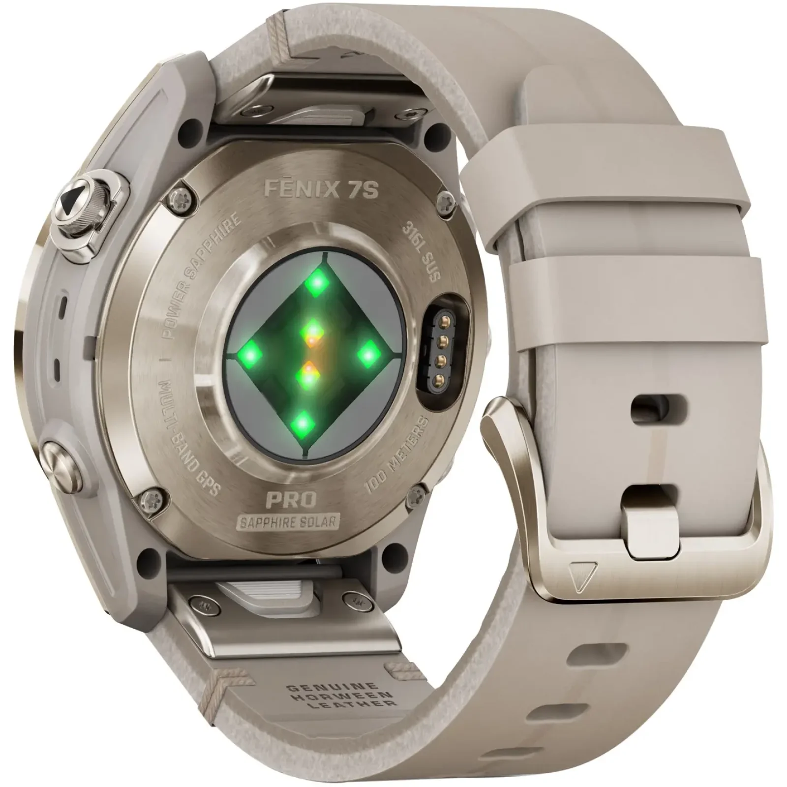 Смарт-годинник GARMIN Fenix 7S Pro Sapphire Solar Soft Gold with Limestone Leather Band (010-02776-30)