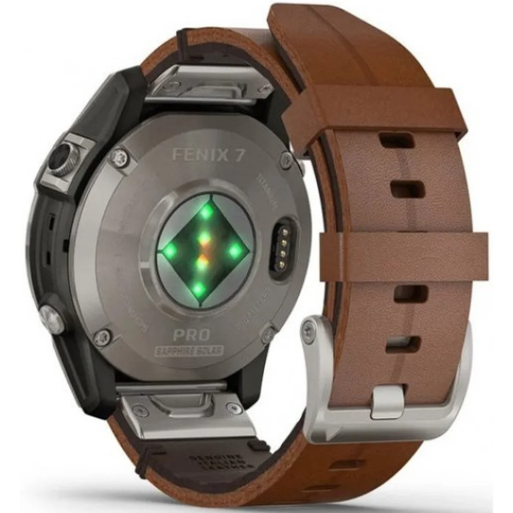 Смарт-годинник GARMIN Fenix 7 Pro Sapphire Solar Titanium with Chestnut Leather Band (010-02777-30)