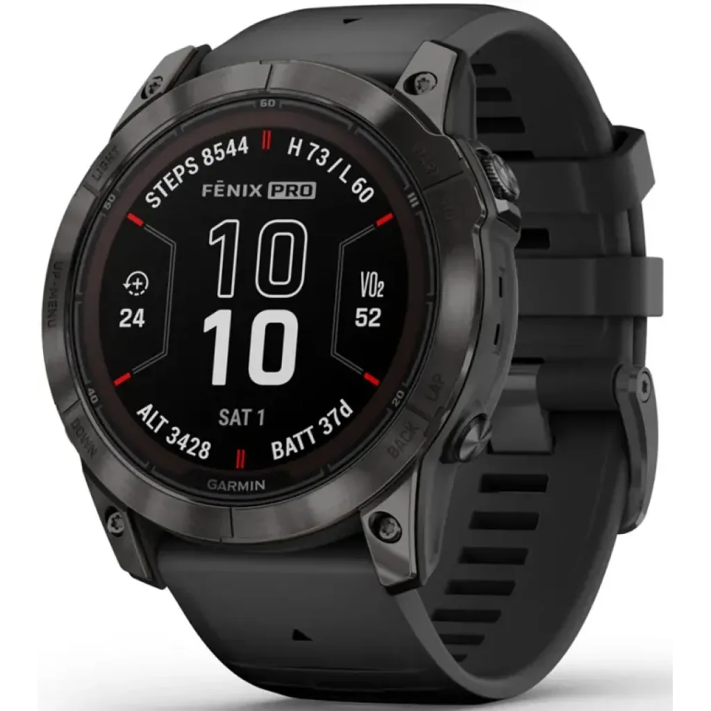 Смарт-годинник GARMIN Fenix 7X Pro Sapphire Solar Carbon Gray DLC Titanium with Black Band (010-02778-10/11/54) UA