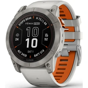 Смарт-годинник Garmin Fenix 7X Pro Sapphire Solar Titanium with Fog Gray/Ember Orange Band (010-02778-14/15/64)
