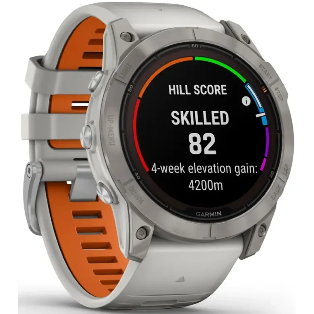 Смарт-годинник GARMIN Fenix 7X Pro Sapphire Solar Titanium with Fog Gray/Ember Orange Band (010-02778-14/15/64)