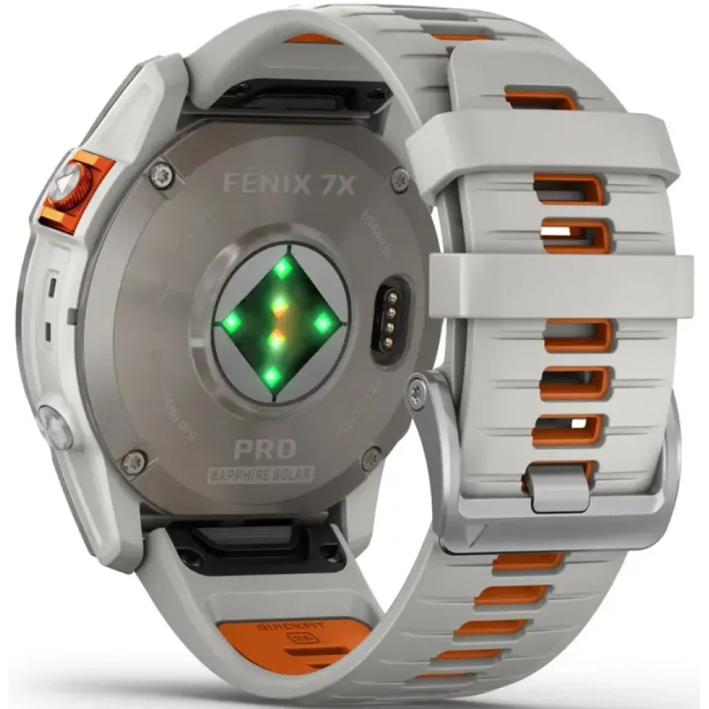 Смарт-годинник GARMIN Fenix 7X Pro Sapphire Solar Titanium with Fog Gray/Ember Orange Band (010-02778-14/15/64)