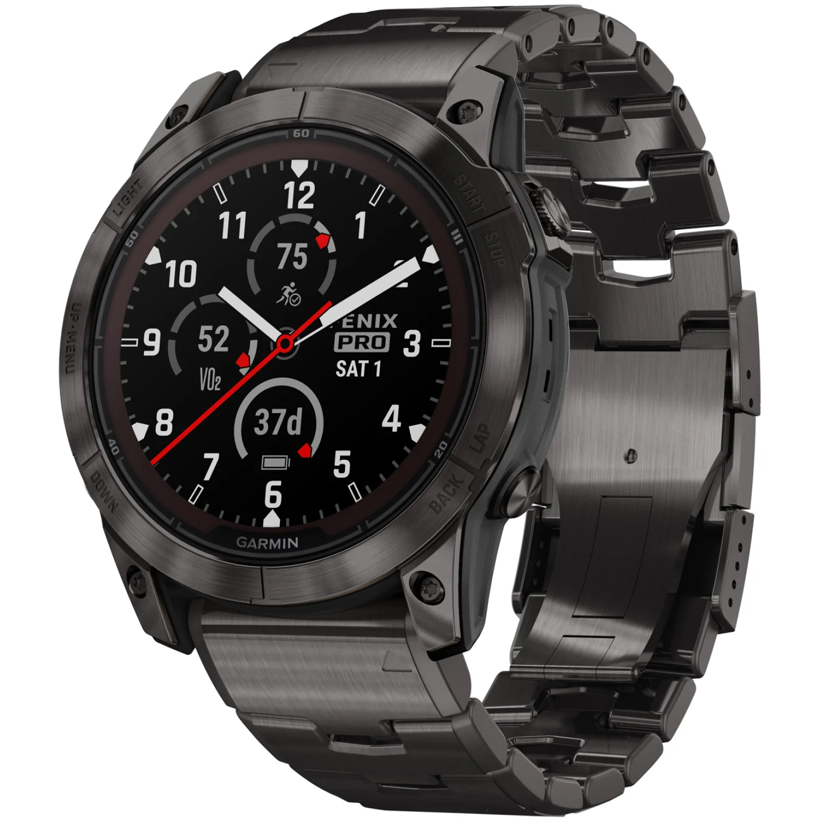 Смарт-годинник GARMIN Fenix 7X Pro Sapphire Solar Carbon Gray DLC Titanium with Vented Titanium Bracelet (010-02778-30)
