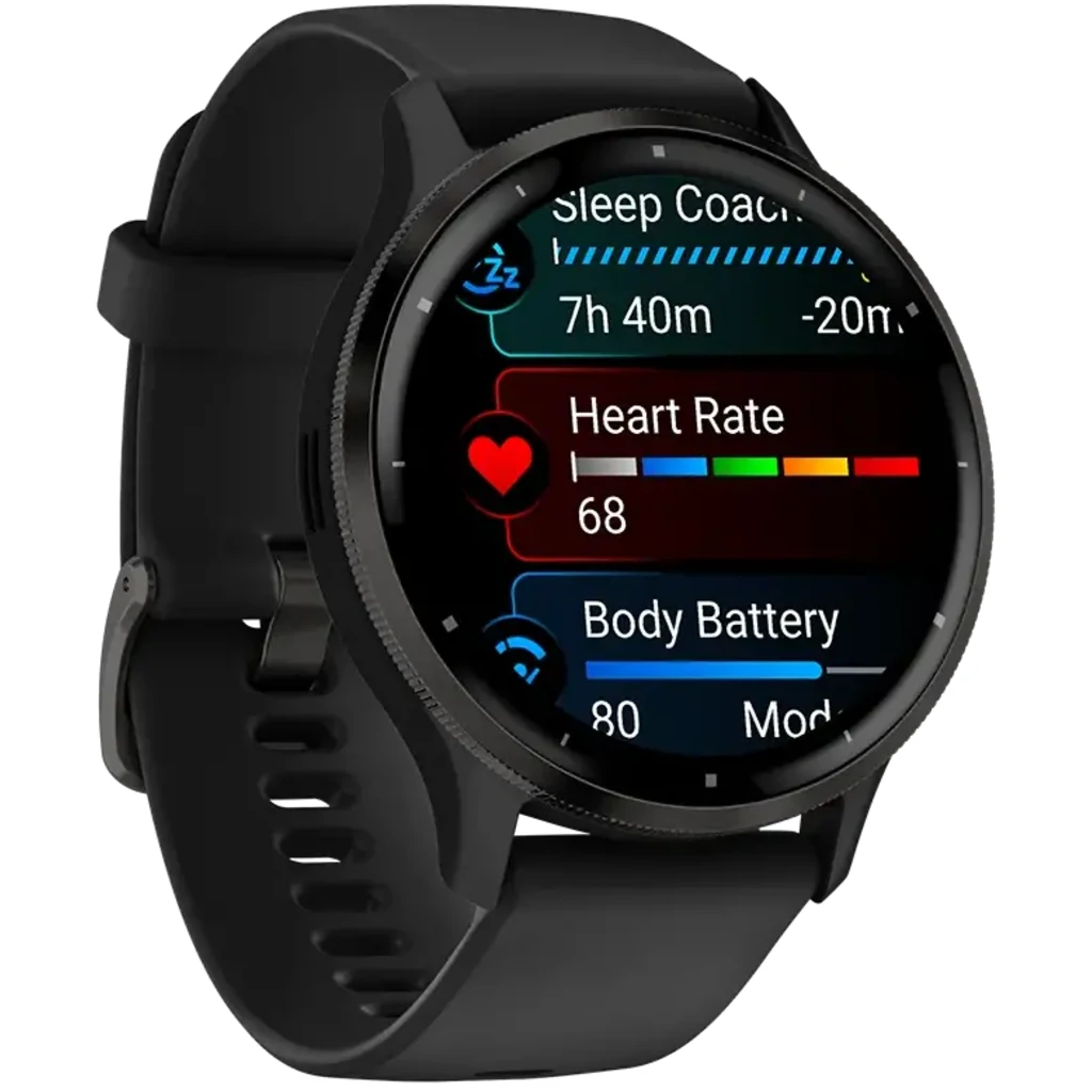 Смарт-часы GARMIN Venu 3 Slate Stainless Steel Bezel with Black Case and Silicone Band (010-02784-01/51) UA