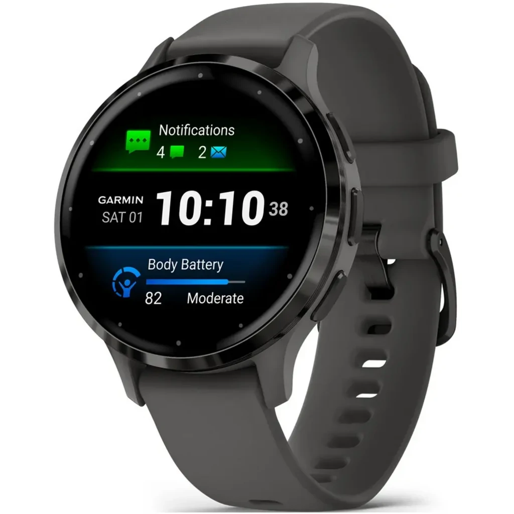 Смарт-годинник GARMIN Venu 3S Slate Stainless Steel Bezel with Pebble Gray Case and Silicone Band (010-02785-00/50)