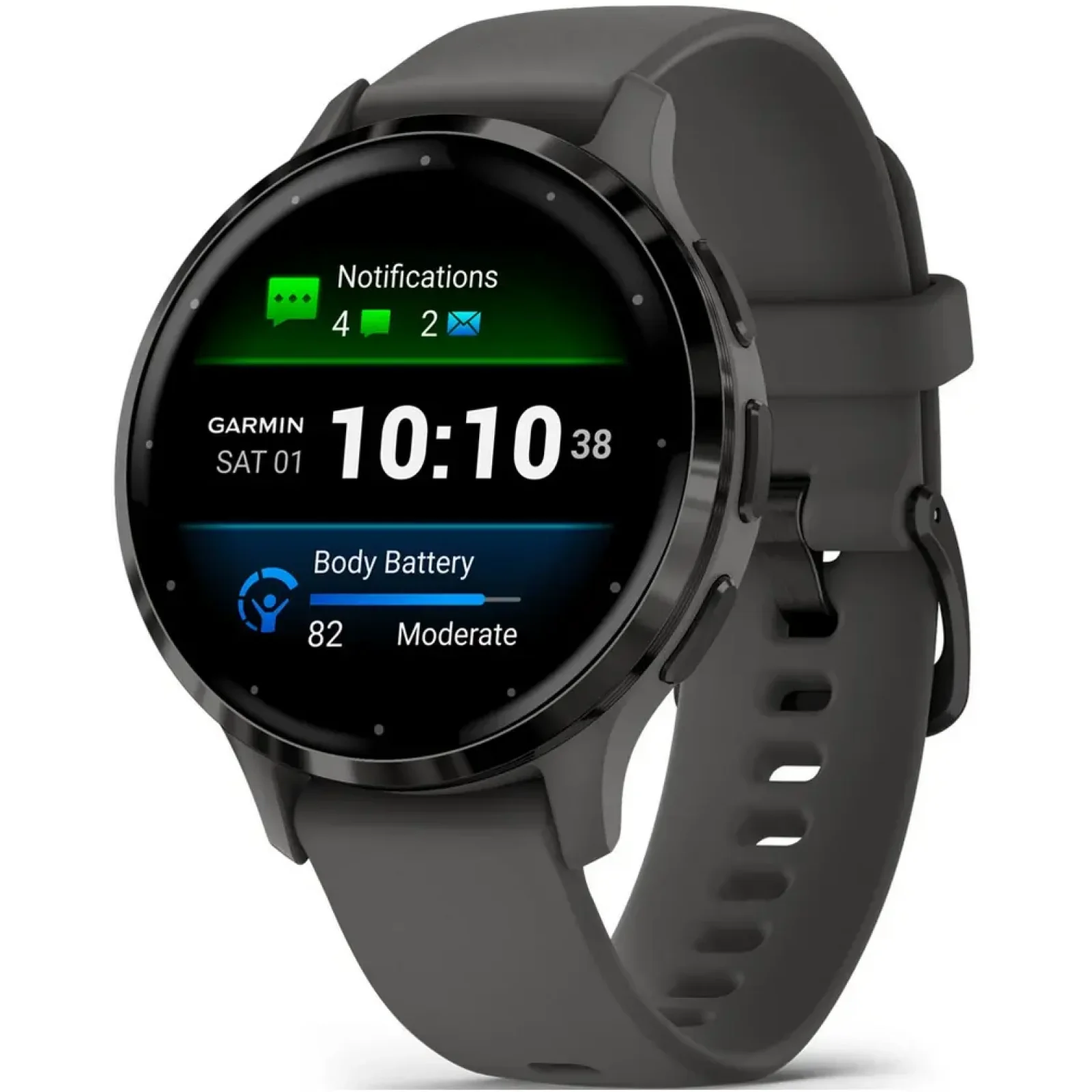 Смарт-годинник GARMIN Venu 3S Slate Stainless Steel Bezel with Pebble Gray Case and Silicone Band (010-02785-00/50)