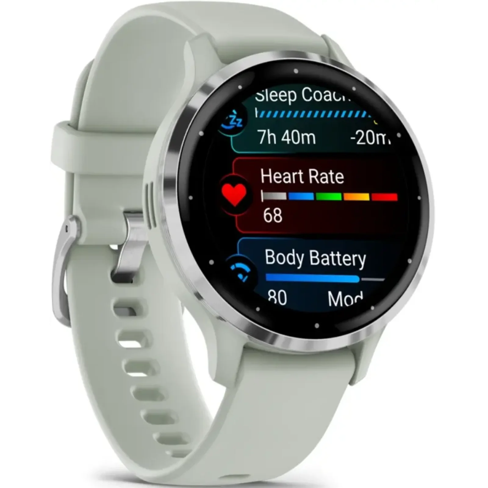 Смарт-часы GARMIN Venu 3S Silver Stainless Steel Bezel with Sage Gray Case and Silicone Band (010-02785-01)