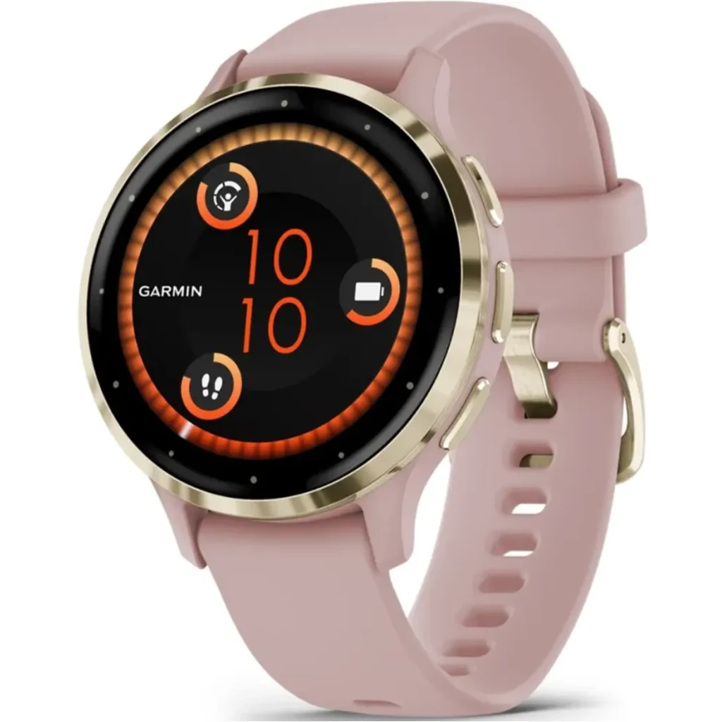 Смарт-годинник GARMIN Venu 3S Soft Gold Stainless Steel Bezel with Dust Rose Case and Silicone Band (010-02785-03/53)