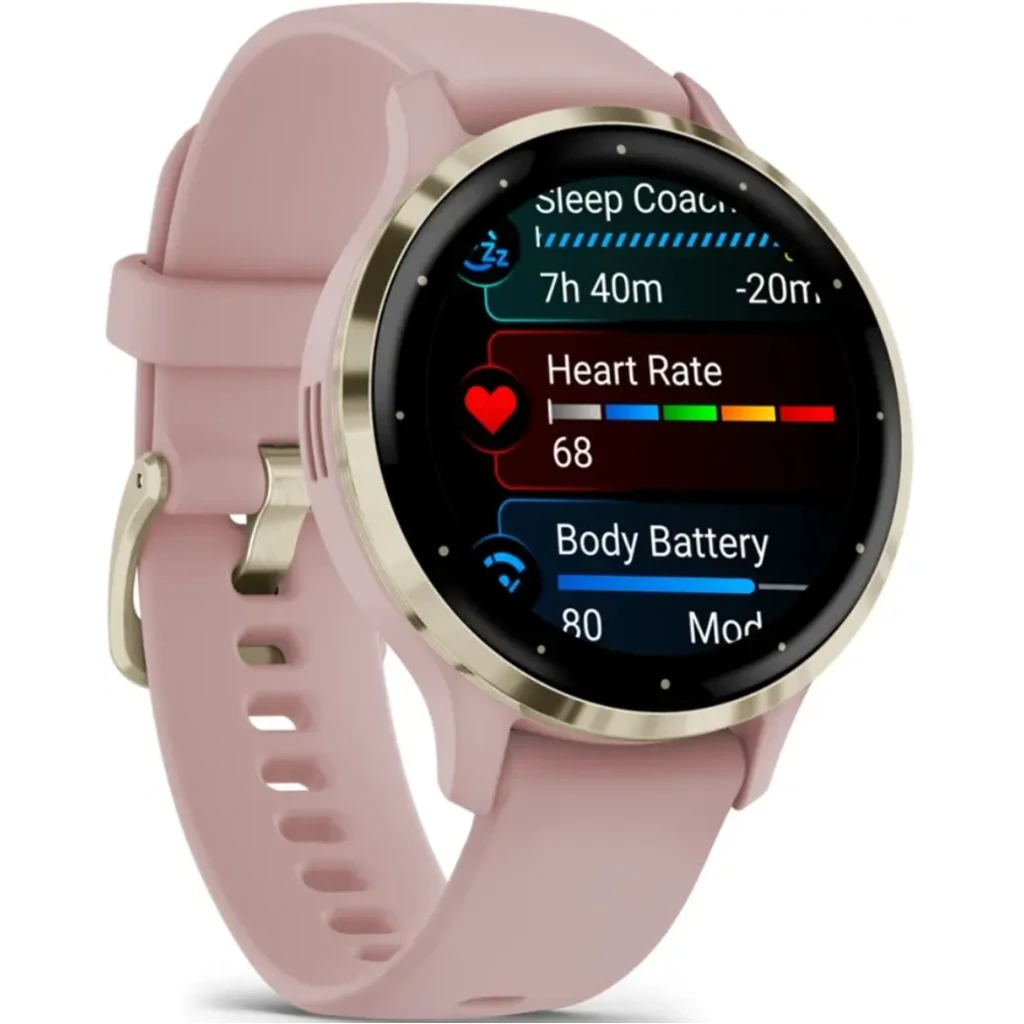 Смарт-годинник GARMIN Venu 3S Soft Gold Stainless Steel Bezel with Dust Rose Case and Silicone Band (010-02785-03/53)