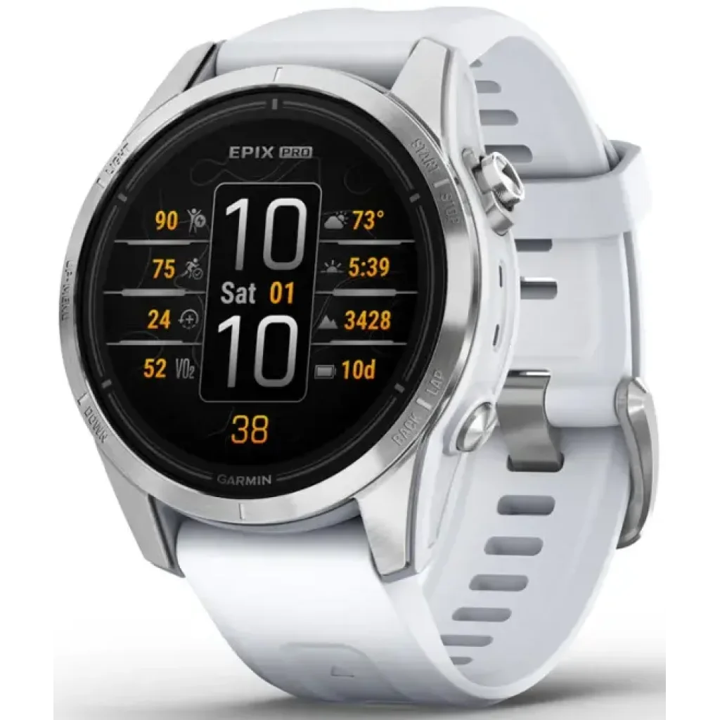 Смарт-годинник GARMIN Epix Pro (Gen 2) 42mm Silver with Whitestone Band (010-02802-00/01)