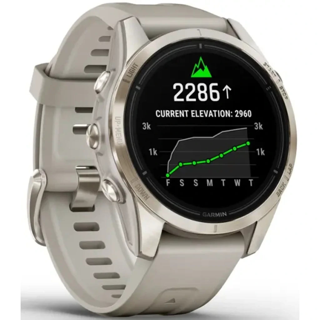 Смарт-годинник GARMIN Epix Pro (Gen 2) Sapphire Edition 42mm Soft Gold with Light Sand Band (010-02802-10/11)