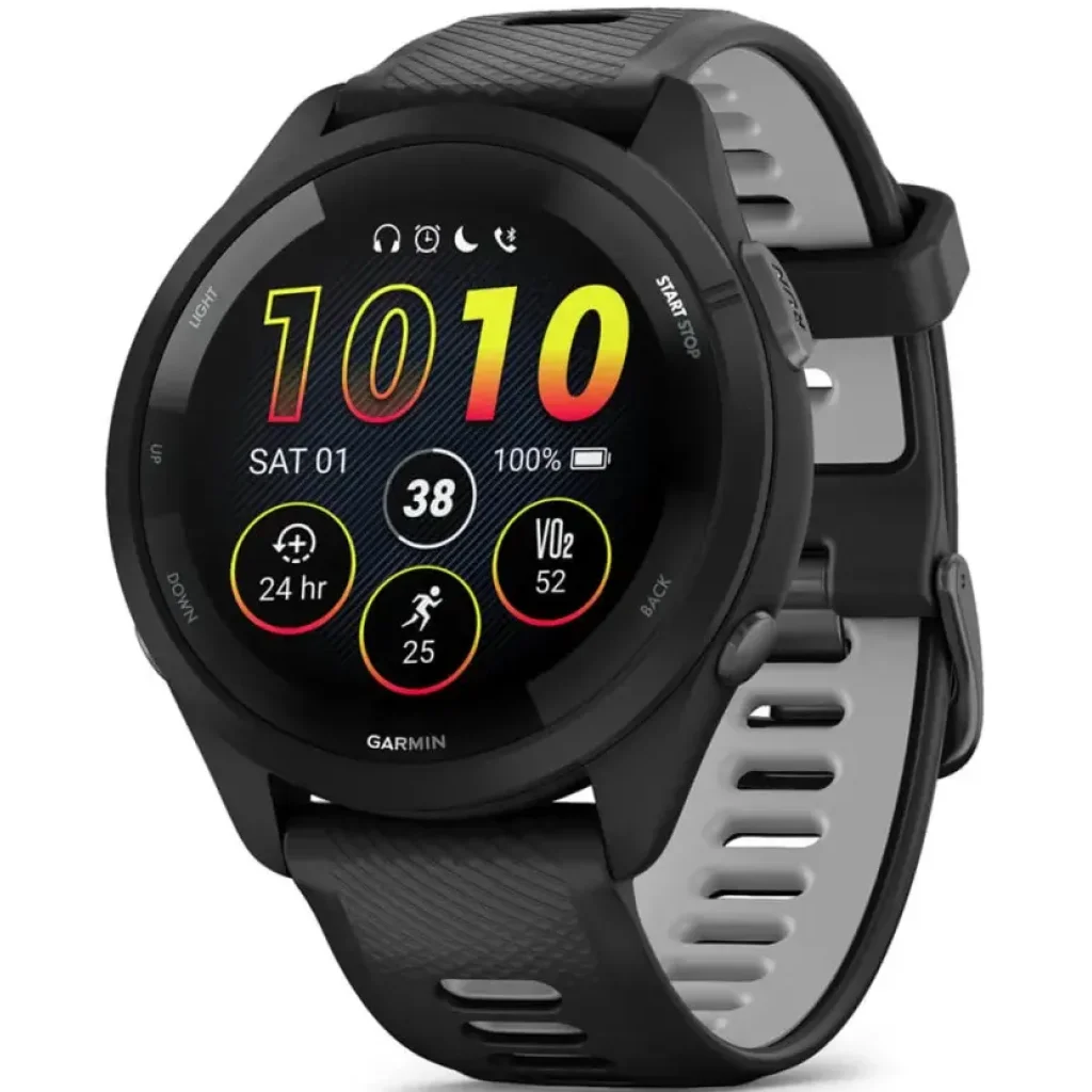 Смарт-часы GARMIN Forerunner 265 Black Bezel and Case with Black/Powder Gray Silicone Band (010-02810-00/10/50)